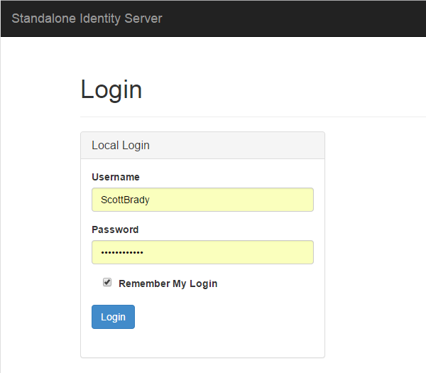 Identity Server Login Page
