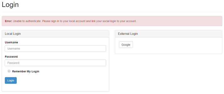 Denying external authentication with local account
