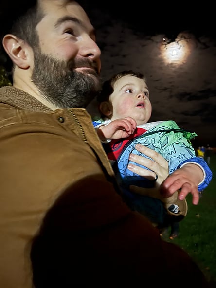 Me and my son watching some low-noise fireworks.