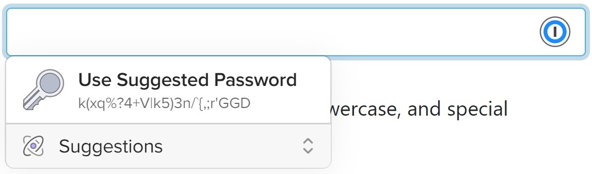 1Password X suggesting a password within the stronger passwordrules policy