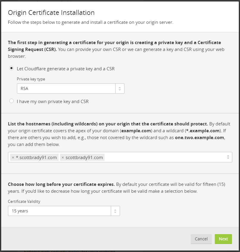 Cloudflare Origin Certificate